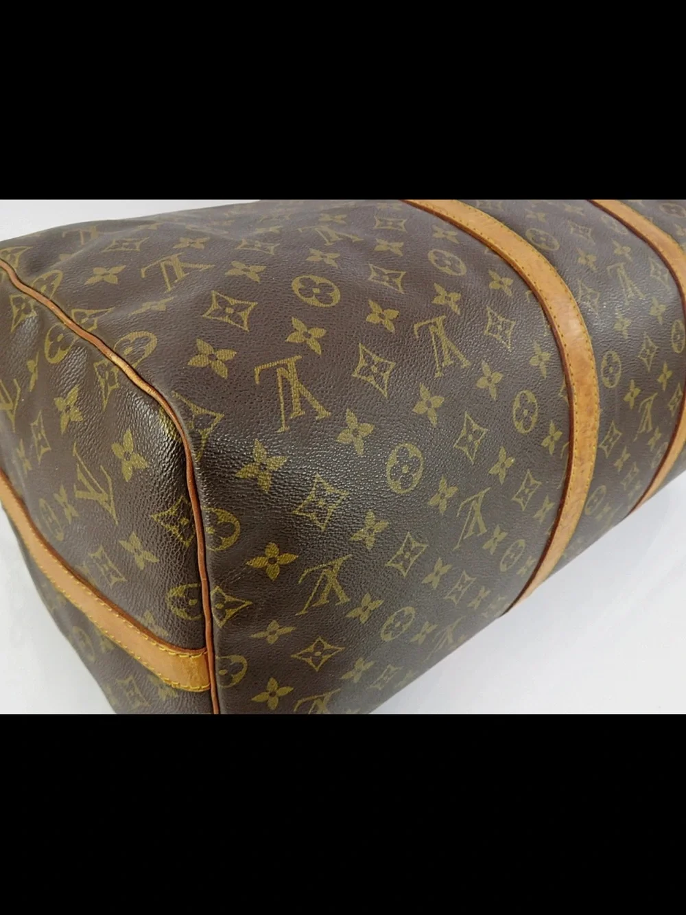 Louis Vuitton Brown Monogram Canvas Duffel with Tan Leather Trim